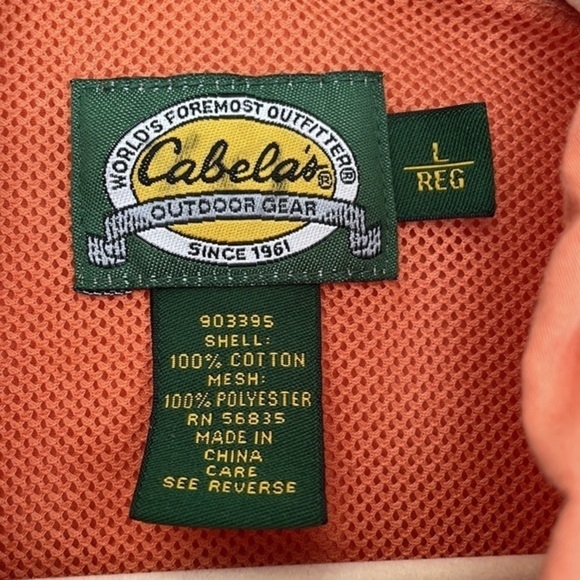 Men's Cabela's Orange Short Sleeve Button Down Shirt Size Large Regular (LR) - Picture 5 of 7